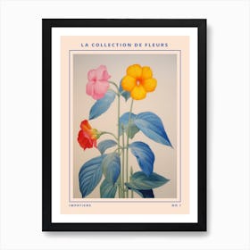 Impatiens (Touch Me Not) French Flower Botanical Poster Art Print