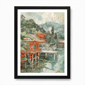 Hakone Japan 1 Retro Illustration Art Print