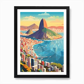Rio De Janeiro, Brazil, Geometric Illustration 4 Art Print