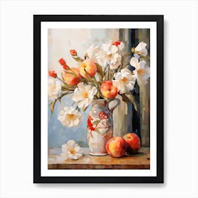 Poppy Flower And Peaches Still Life Painting 3 Dreamy Art Print