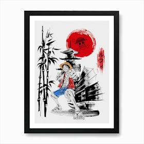 Monkey D Luffy Cherry Blossom Art Print