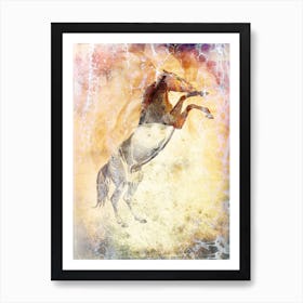 Horse Drawing Art Illustration In A Photomontage Style 26 Art Print