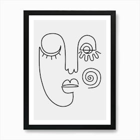 Line Drawing Of A Face 1 Art Print