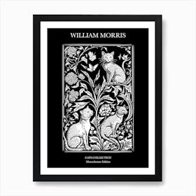 William Morris Style  Cats Collection Black And White 2 Art Print