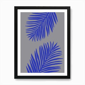 Blue Palm Leaf Art Poster_2301629 Art Print