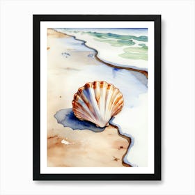 Seashell on the beach, watercolor painting 22 Art Print