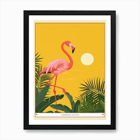 Greater Flamingo Caribbean Islands Tropical Illustration 3 Poster Art Print