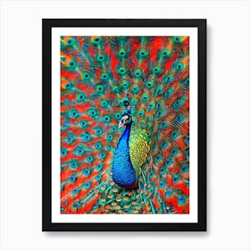 Peacock Yayoi Kusama Style Illustration Bird Art Print