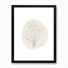 December Narcissus Birth Flower | Neutral Florals Art Print