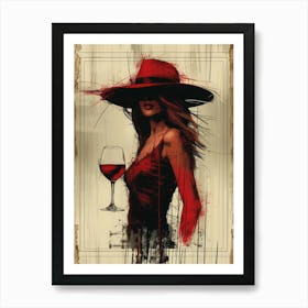 Woman With A Glass Of Wine 3 Art Print