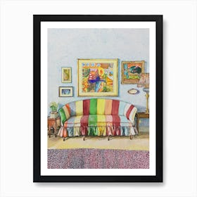 Striped Couch Art Print
