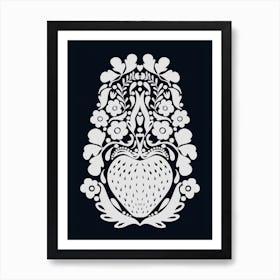 Strawberry Folk Art Print Berry Print Scandinavian Art Print Norwegian Wall Art Neutral Wall Art Modern Scandinavian Print Art Print