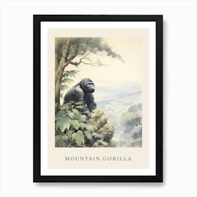 Beatrix Potter Inspired  Animal Watercolour Mountain Gorilla 4 Art Print