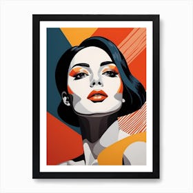 Pop Art Woman Portrait Abstract Geometric Art (38) Art Print