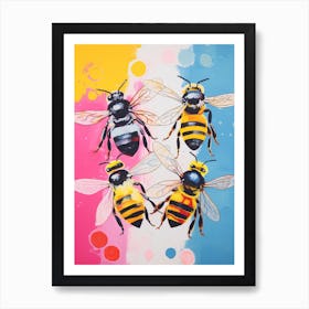 Vivid Bees Pop Art Inspired 2 Art Print