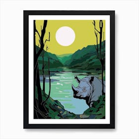 A Rhino In The Bushes 3 Art Print