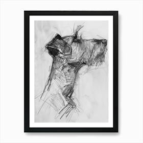 Irish Terrier Dog Charcoal Line 4 Art Print