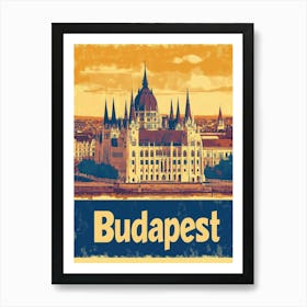 Aihrgdesign A Retro Travel Poster For Budapest Featuring The 7 Art Print