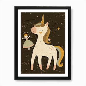 Unicorn & A Princess Muted Pastels Art Print