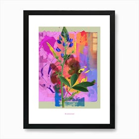 Bluebonnet 4 Neon Flower Collage Poster Art Print
