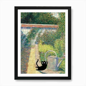 Cats In Famous Gardens Seurat The Watering Can Poster