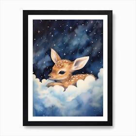 Baby Deer 1 Sleeping In The Clouds Art Print