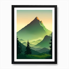 Misty Mountains Vertical Composition In Green Tone 58 Art Print