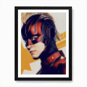 Captain Marvel In A Pixel Dots Art Style Art Print