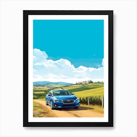 A Subaru Impreza In The Tuscany Italy Illustration 3 Art Print