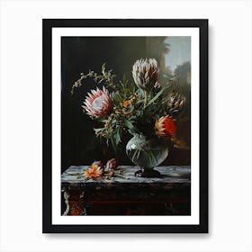 Baroque Floral Still Life Protea 3 Art Print