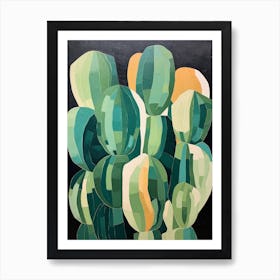 Modern Abstract Cactus Painting Echinocereus Cactus 3 Art Print