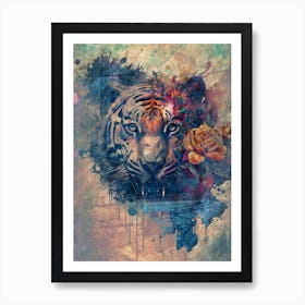 Tiger Art Painting Drawing Vintage Retro Illustration Design 01 Art Print