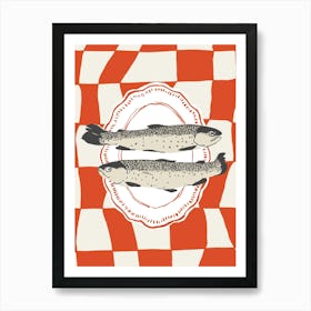 Food Illustration Sardines Preppy Contemporary Kitchen Art Print