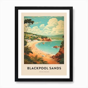 Devon Vintage Travel Poster Blackpool Sands Art Print