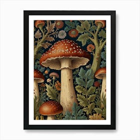 Mushrooms In The Forest Style William Morris 1 Art Print