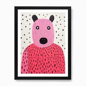 Pink Polka Dot Badger 2 Art Print