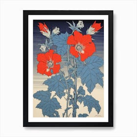 Kikyo Chinese Bellflower 4 Vintage Botanical Woodblock Art Print