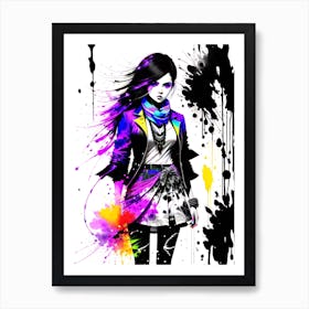 Girl With Paint Splatters 2 Art Print