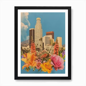 Los Angeles   Floral Retro Collage Style 2 Art Print