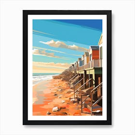 Abstract Illustration Of Southwold Beach Suffolk Orange Hues 2 Art Print
