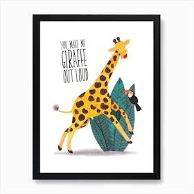 Laughter quote Giraffe Fy Art Print