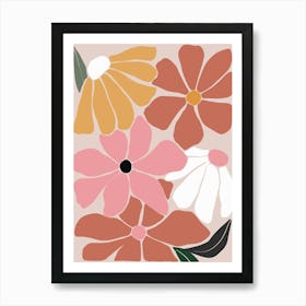 Flowers On A Beige Background 3 Art Print