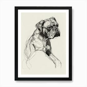 Dog Black & White Line Sketch 3 Art Print