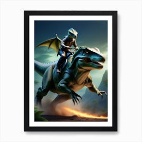 Dinosaur Rider Art Print