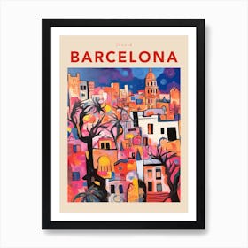 Barcelona Spain 4 Fauvist Travel Poster Art Print