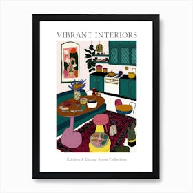 Vibrant Interiors Kitchen And Dining Room Illustration Art Print