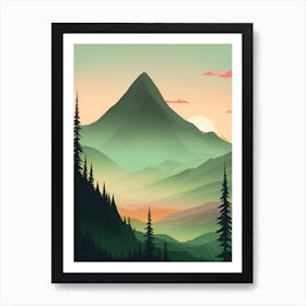 Misty Mountains Vertical Composition In Green Tone 123 Art Print