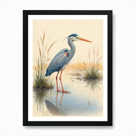 Heron In Water 1 Art Print