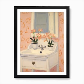 Bathroom Vanity Painting With A Freesia Bouquet 3 Art Print