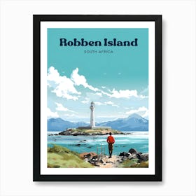 Robben Island South Africa Lighthouse Modern Travel Art Art Print